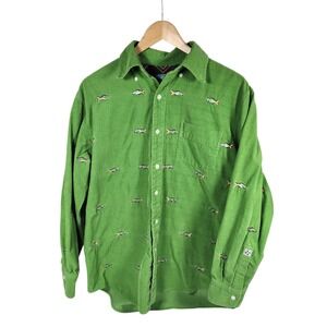 Castaway Nantucket Island Corduroy Button Down Shirt Fish Embroidered Fishing M